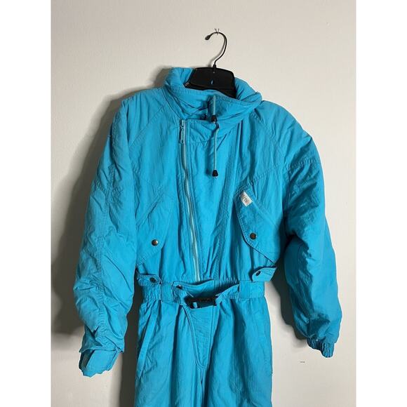 VINTAGE ETIREL Bright Turquoise One Piece Snow Ski Suit Women’s Size 36 / 6-8 - Picture 4 of 12
